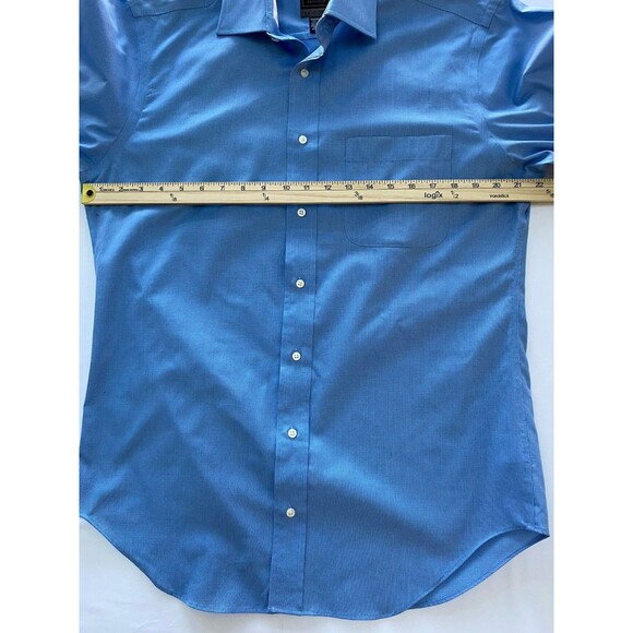 Jos. A. Bank Traveler Travel Tech Shirt Tailored Fit Blue Textured 15.5 - 33 - Picture 3 of 6